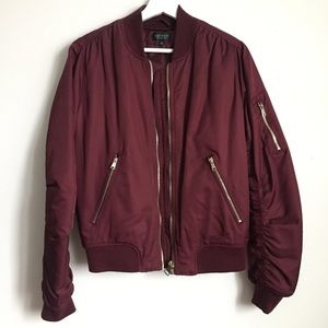 Topshop Burgundy Bomber Jacket